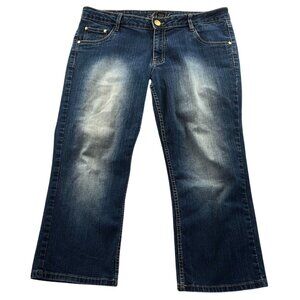 Southpole Women's Bootcut Embellished Jeans Size 13 Blue Denim Wide Leg Retro